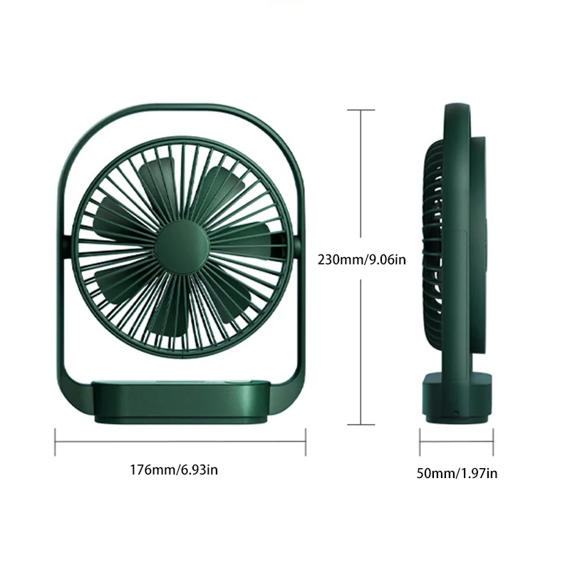 USB Rechargeable Desk Fan With Led Night Light 360° Rotation Quiet Mini Fan For Office Home 4-speed Portable Cooling Fan