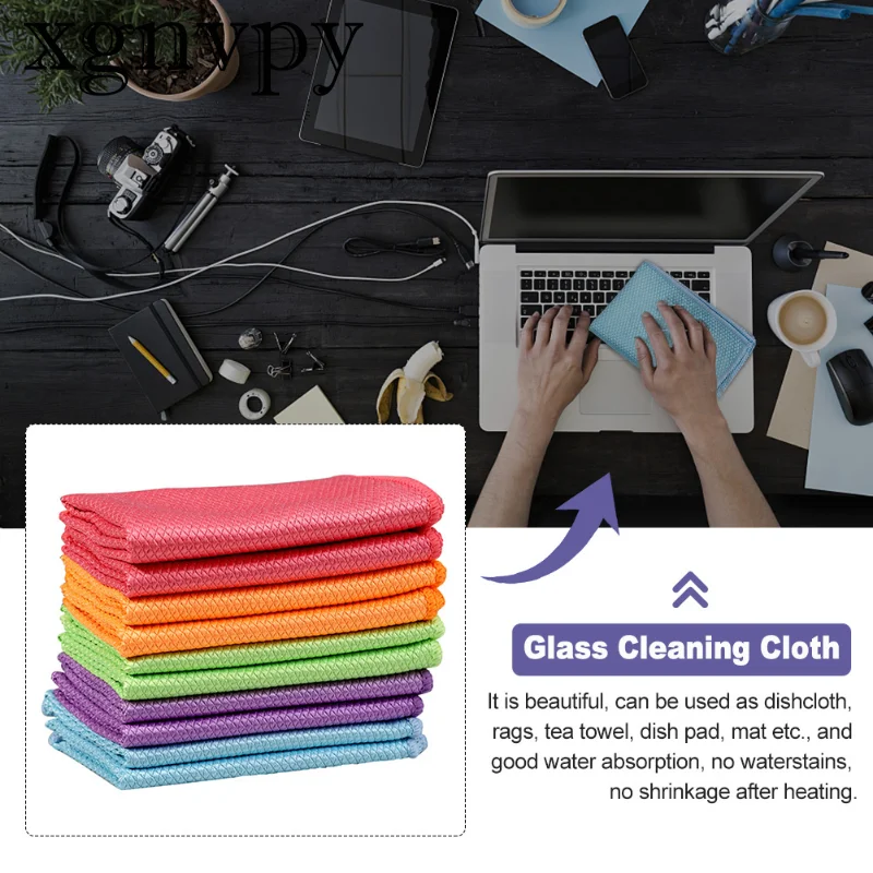 xgnvpy Traceless Microfiber Windows Car Mirror Polishing Fish Scale Cloth Soft Lint Free Reusable Cleaning for  Automobiles