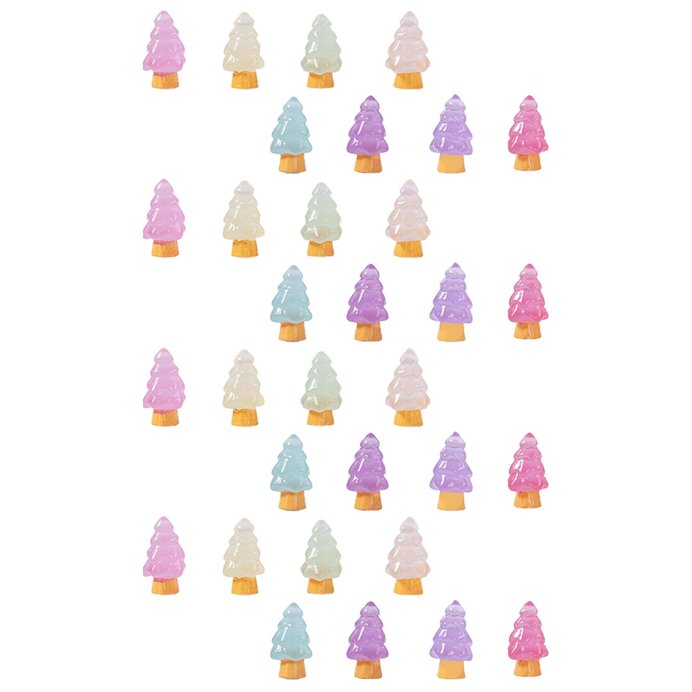 

32pcs Christmas Tree Decorations Mini Resin Ornaments Glow in the Dark Desktop Charms Garden Model Trinkets Xmas for Home