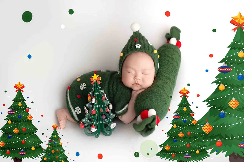 

Newborn Photography Christmas Theme Clothing Hat Dress Baby Full Moon Photography Clothing Studio Props roupa bebe