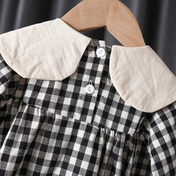 Bow Plaid Girls Dress 5 Spring fall toddler kids Girls' Clothes baby Bow Long sleeved Dresses costume for children Girl clothing outer Wear Casual Dress 5