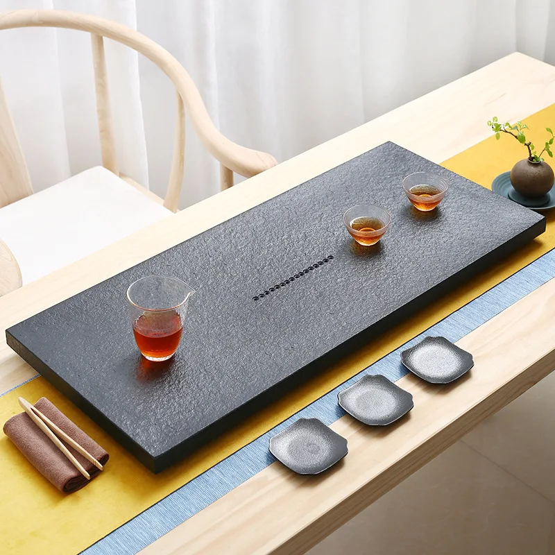 

Whole Black-gold Stone Tea Tray Zen Tea Table Set Board