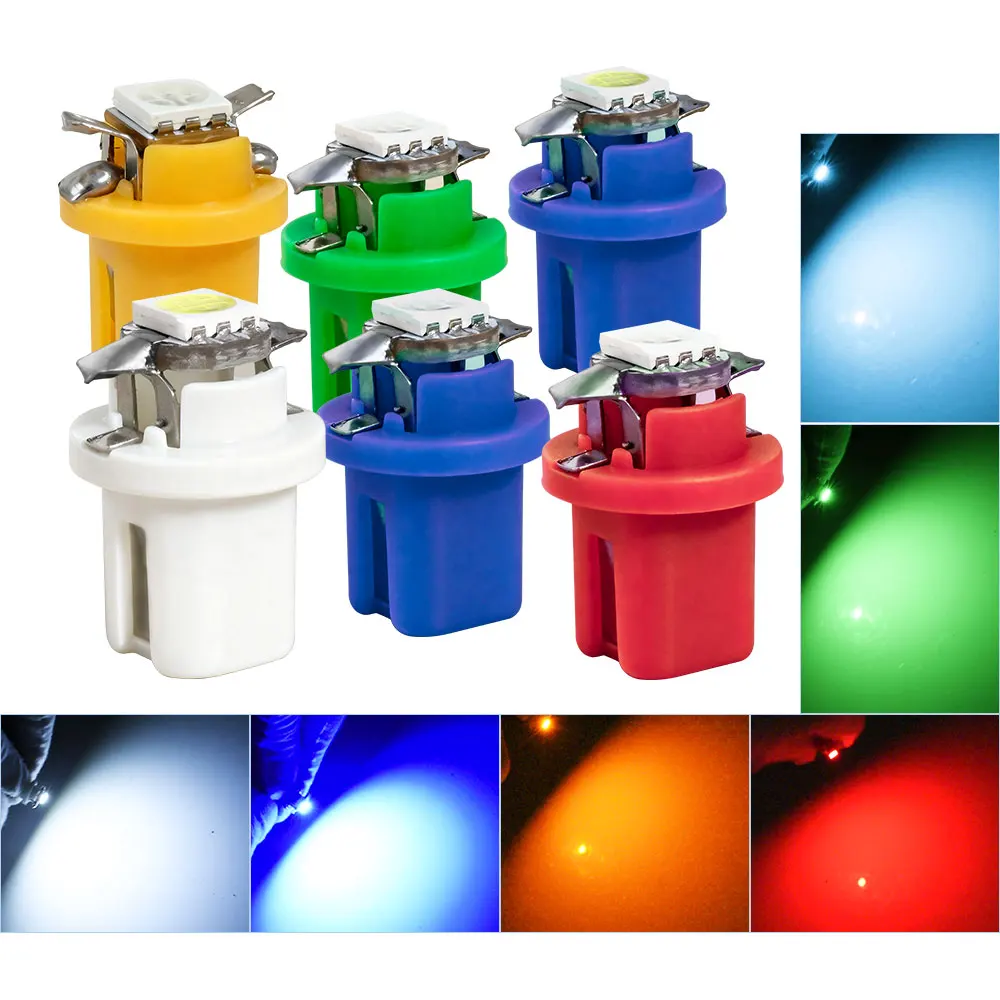 10PCS T5 B8.5 LED 5050 Lighting Bulbs 12V Plug and Play for Car Dashboard Light Instrument Panel Light
