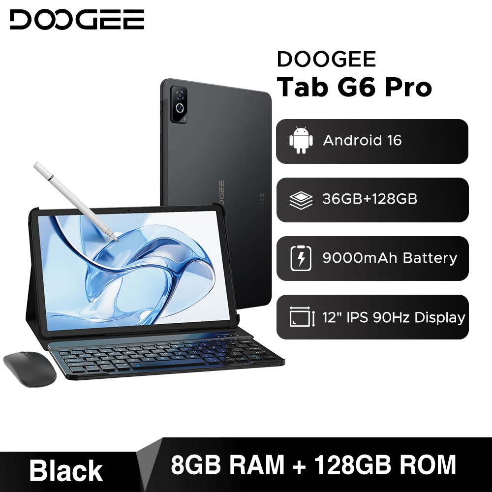 DOOGEE Tab G6 Pro 2 IN 1 Tablet Android 16 Dual Speakers 12'' 90Hz