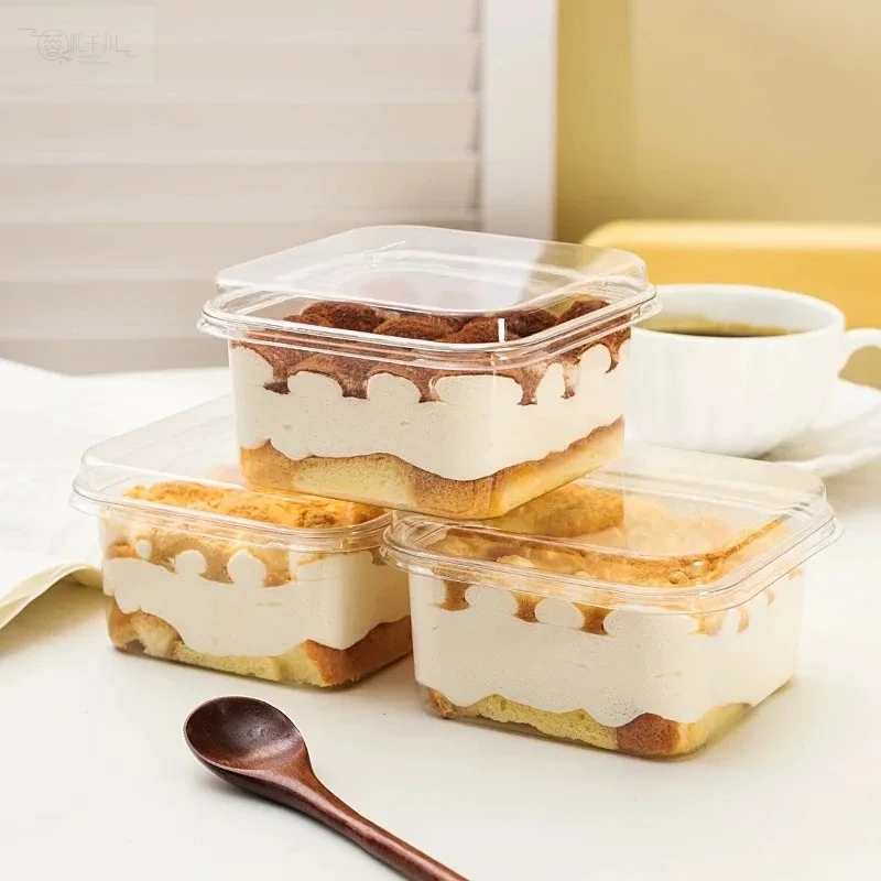 Cake Box  Box Dessert Soy Milk Disposable Thousand Layer Fruit Yogurt Box Cake Wood Bran Cup Packaging Box 10Pcs view 3