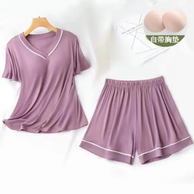 Simple Adult Three-piece Pajamas Women's Casual Short-sleeve Long-pant Set Girls Pullover Casual Sleepwear Women's Home Pajamas