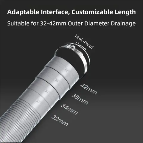 Flexibel 1m 3m 5m Tvättmaskinsavloppsslang EVA Flexibel diskmaskinsavloppsslang Förlängningsrör Korrugerad tvättmaskinsavloppsslang 10 best sales avloppsslang - №2