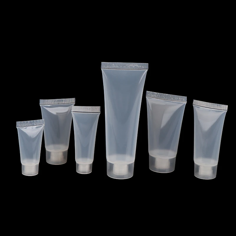 Tubos blandos de plástico transparente esmerilado, envases vacíos para loción, crema cosmética, 10ml, 15ml, 30ml, 50ml