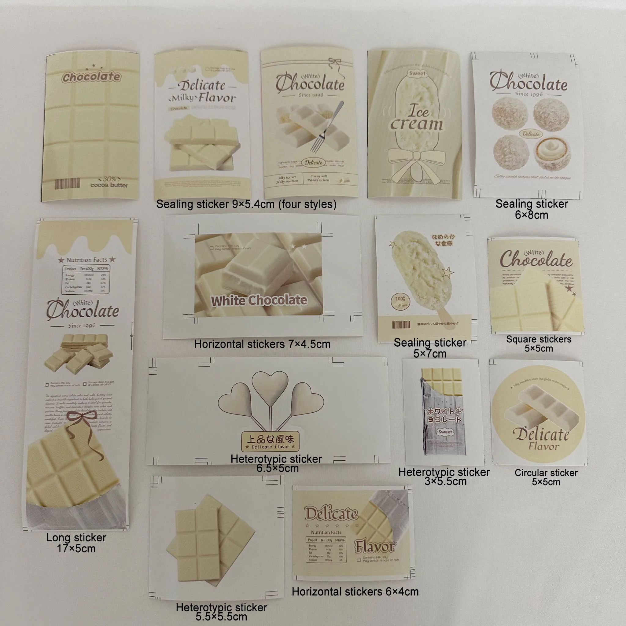 

70pcs Creative Stickers Set-WhiteChocolate Design-DIY packaging decorating Photo Card Stickers Gift Packaging Decorative Sticker