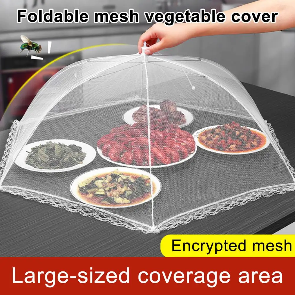 Paraguas transparente plegable con marco de acero inoxidable para barbacoa interior y exterior, cubierta de mesa de malla para Picnics, venta al por mayor