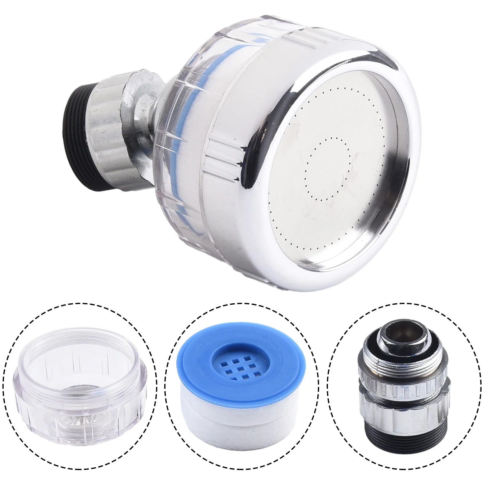 Household Products Faucet Spout Kitchen Parts 360° Rotating Bubbler Booster Multi-layer Filtration Stainless Steel+ABS