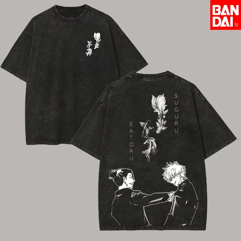 

Винтажная футболка с эффектом потертости Jujutsu Kaisen Sukuna для мужчин, уличная одежда, оверсайз, в стиле Харадзюку, хлопковая, с коротким рукавом, летние спортивные топы