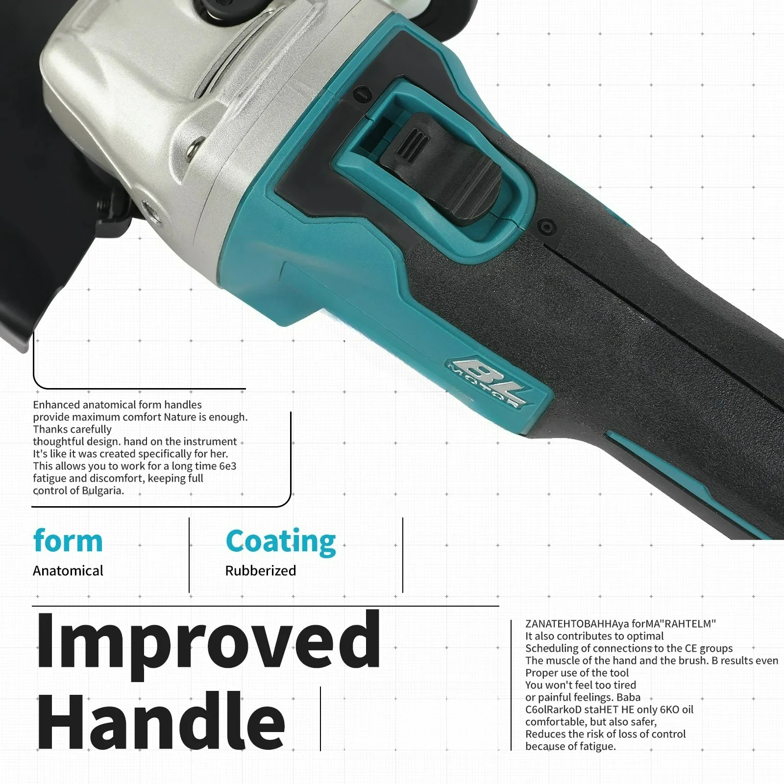 For Makita Angle grinder Battery， Electric Tool Brushless Angle Grinder Multi purpose Cutting and Polishing 18V Lithium Battery