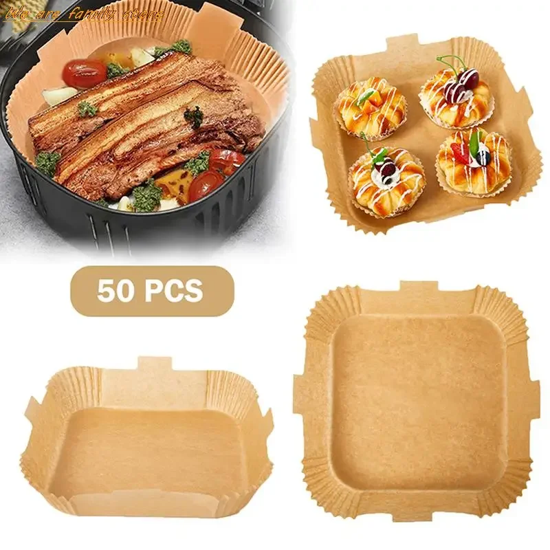 50PCS/lot Disposable Air Fryer Paper Liner 24CM Non-Stick Baking Paper Food Grade Parchment Paper Oil-Proof Accesorios