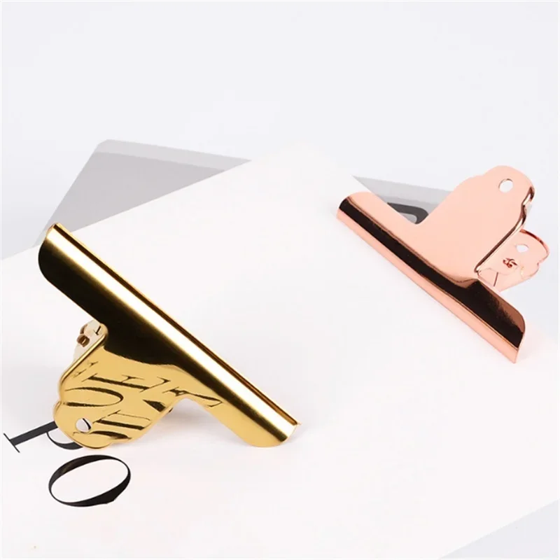 2PCS 5.5*10.3CM Big Size Gold/Rose Gold Clips Paper Clip Clamp for Office Bills Household Kitchen Sealing Supplies