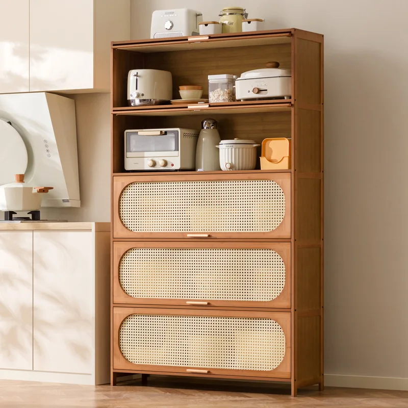 

Kitchen rack Floor-to-ceiling multi-layer cupboard Household microwave oven rack Kitchen wall integrated storage cabinet Cabinet