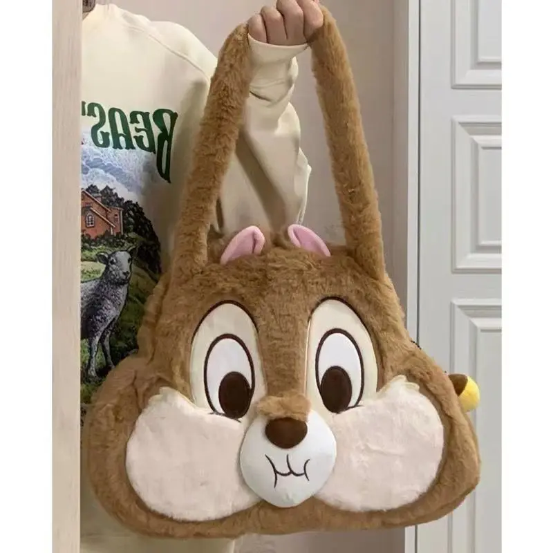 

New Kawaii Girl Disney Chip Single Shoulder Handbag High-Capacity Autumn Winter Anime Tote Bag Daily Portable Durable For Girls
