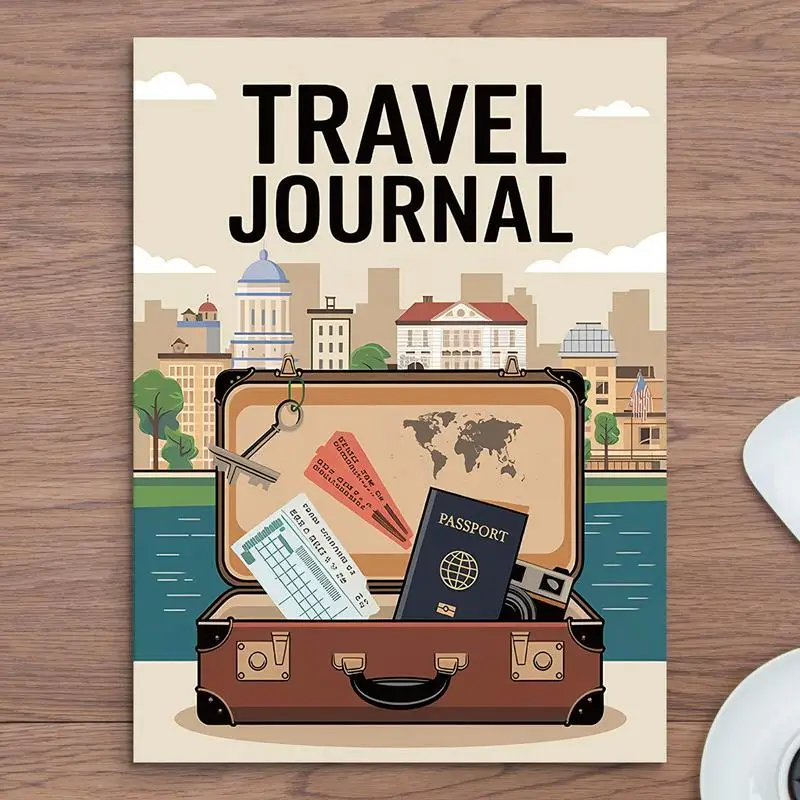 Diario de viaje para mujer, cuaderno con lista de verificación con cubierta laminada y bolsillo de almacenamiento, Bloc de notas portátil para registros manuscritos