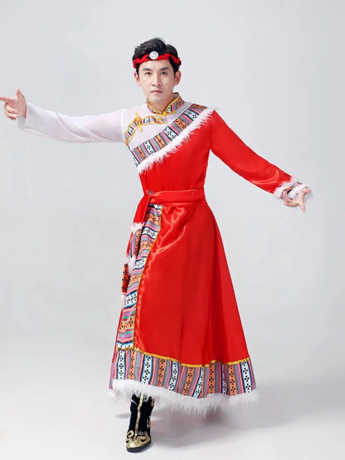 Tibetan Clothing Men's Robe Ethnic Style Dance Costume Travel Photo Chinese