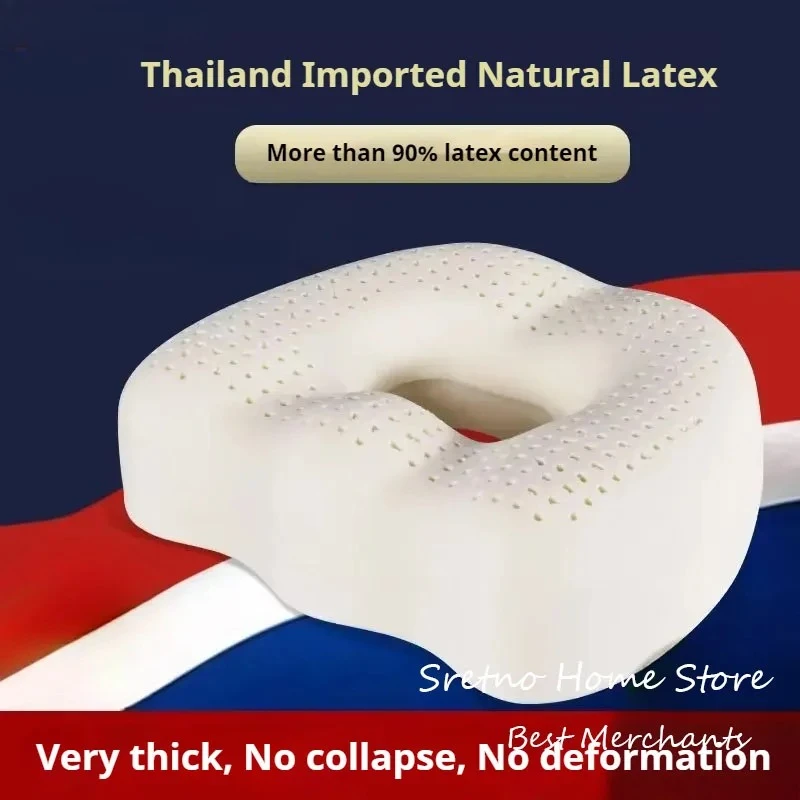 Natural Latex Hollow Seat Cushions, Breathable Pad for Office Sitting, Hip Shape Support, Hemorrhoid & Coccyx Discomfort Relief