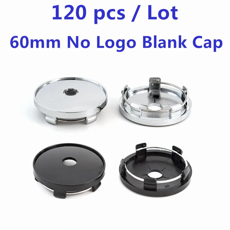 120 pcs 60mm (56mm inner) Blank No Logo Silver or Black Wheel Center Cap Car Rim Hub Cover Paste Sticker Exterior Accessories