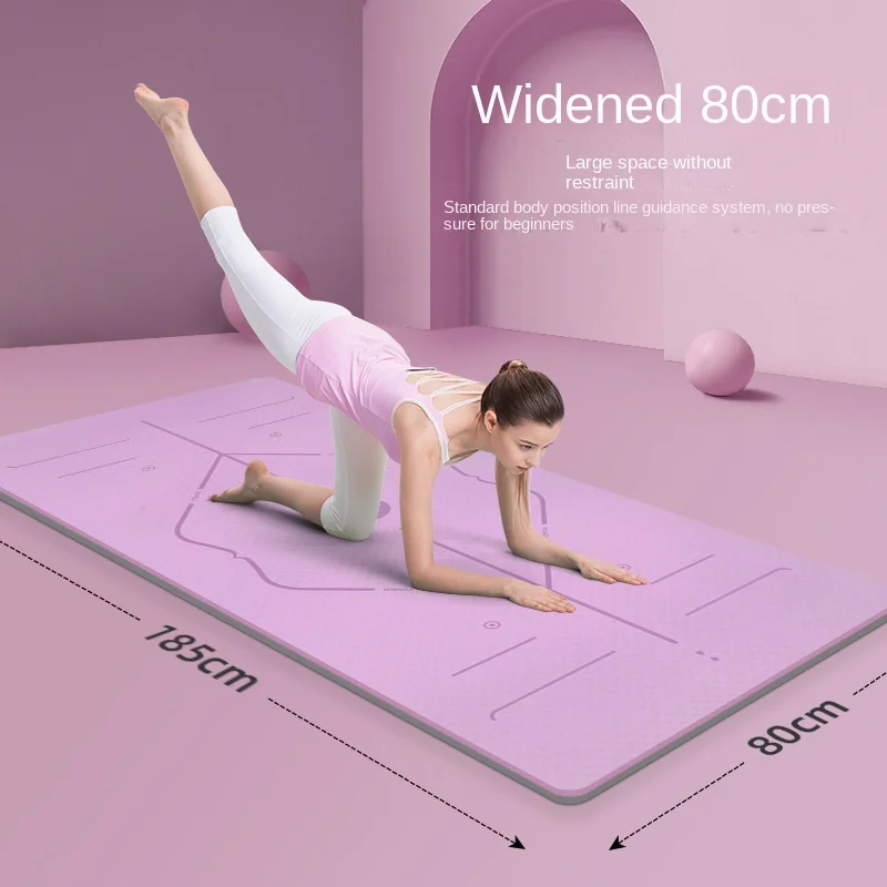 Tpe Yoga Thickened Anti-Skid Shock Absorption Exercise Fitness Mat Body Line Home Dance