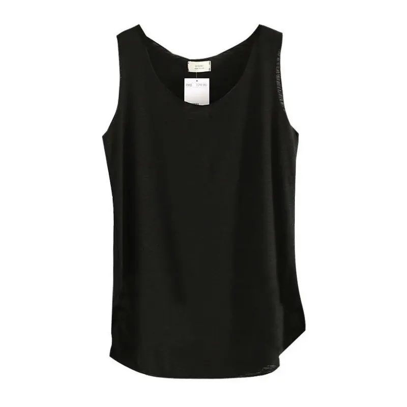 Summer Women Tops Lady Loose Sleeveless Cotton Vest Tank Top Basic T-shirts