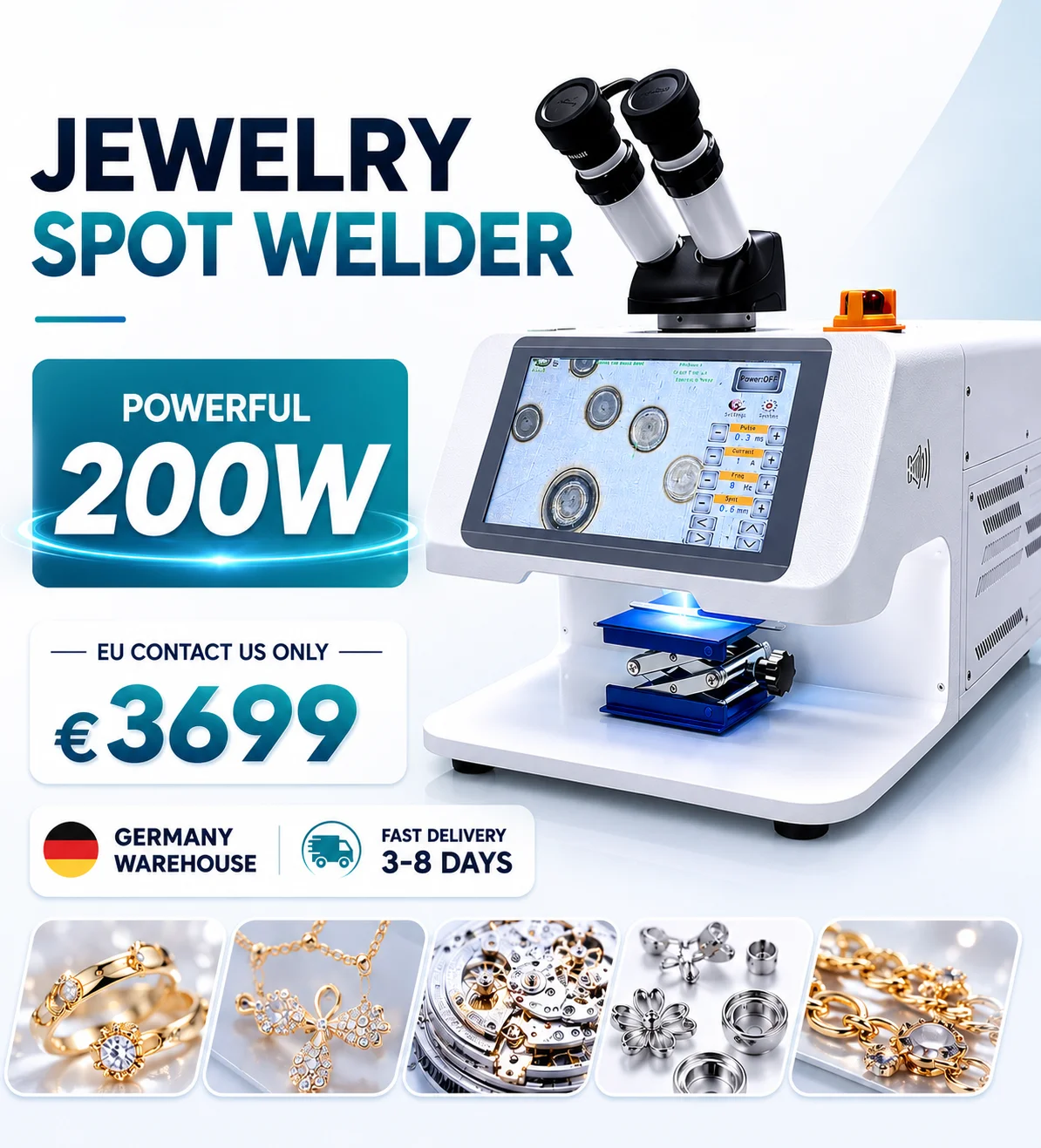 200W Jewelry Spot Welding Machine Stainless Steel Gold Silver Jewellery Repair Welder For Ring Earring Bangle Repair 220V