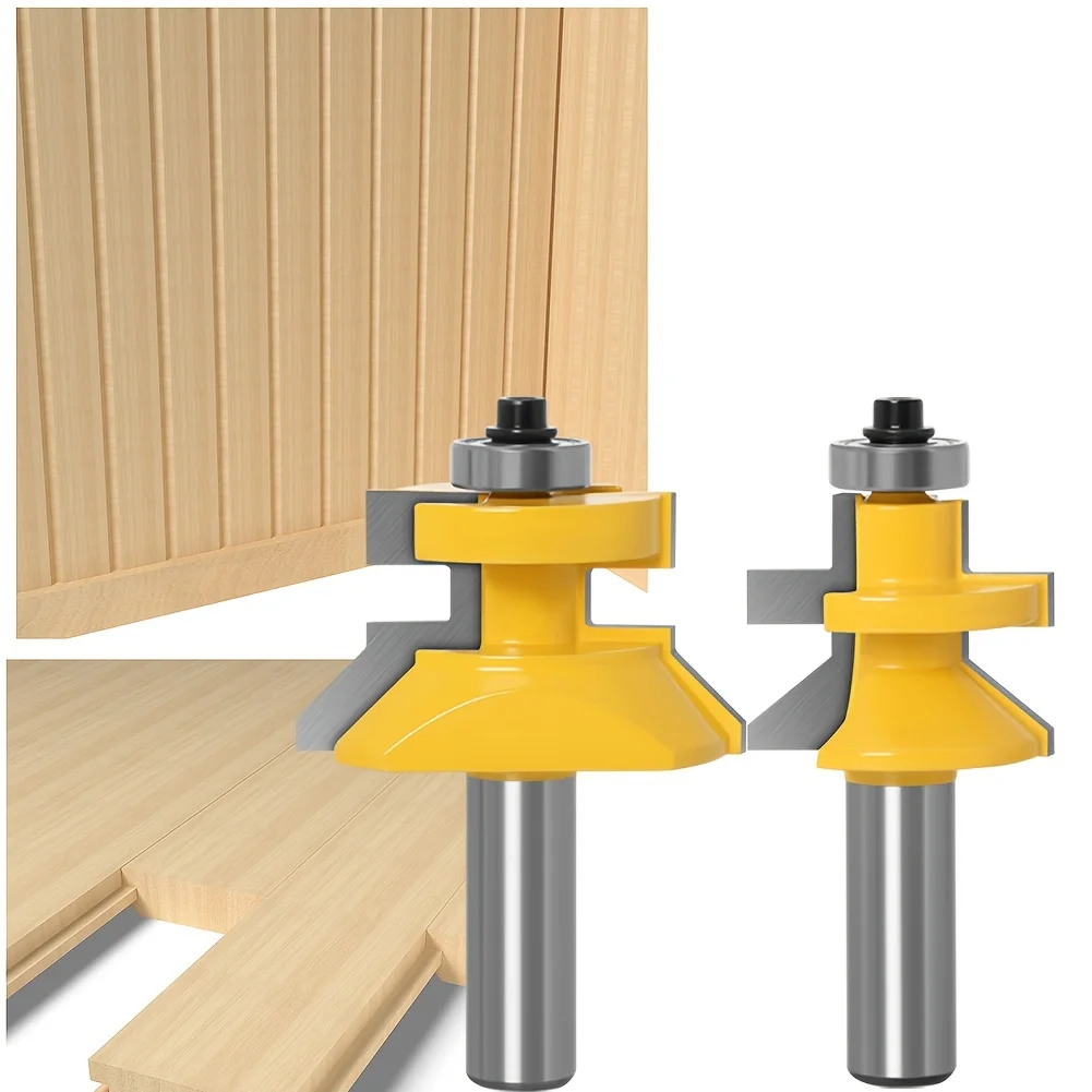 

2 Pcs，8mm Shank Frame Edge Tenon Joint Cutter Set - 1/2" Shank Panel Cutter, Flooring Cutter, Woodworking Carving Machine Tools