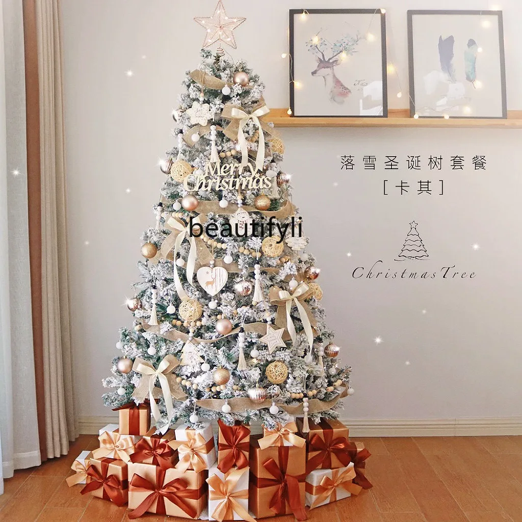 

Christmas tree set 1.2/1 meters home with white flocking snow scene decoration