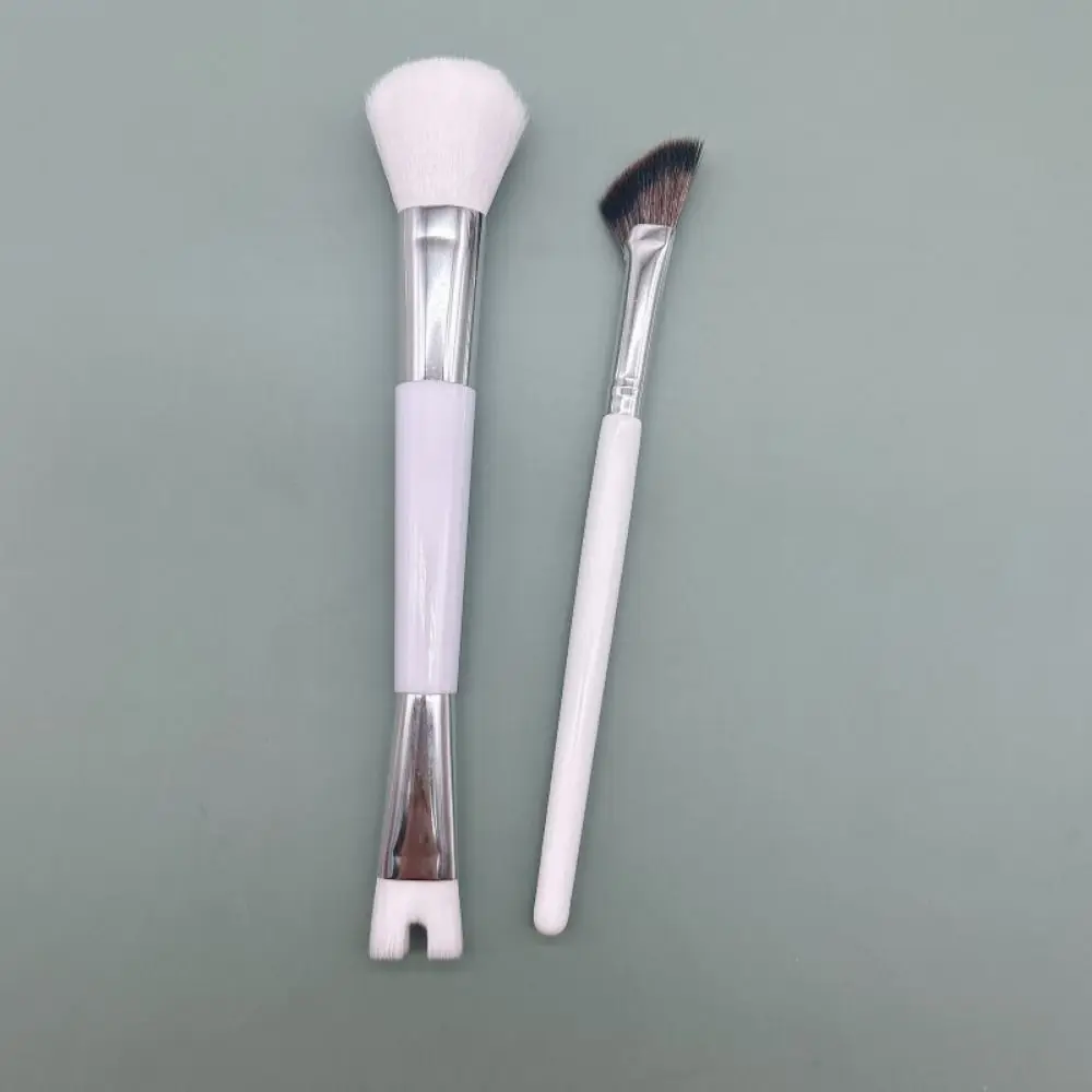 Ensemble de pinceaux de Contour du nez à Double tête 2 en 1, brosse à poudre Portable pour fard à paupières, inclinaison coudée douce, Kit de pinceaux cosmétiques pour étudiants, 2 pièces