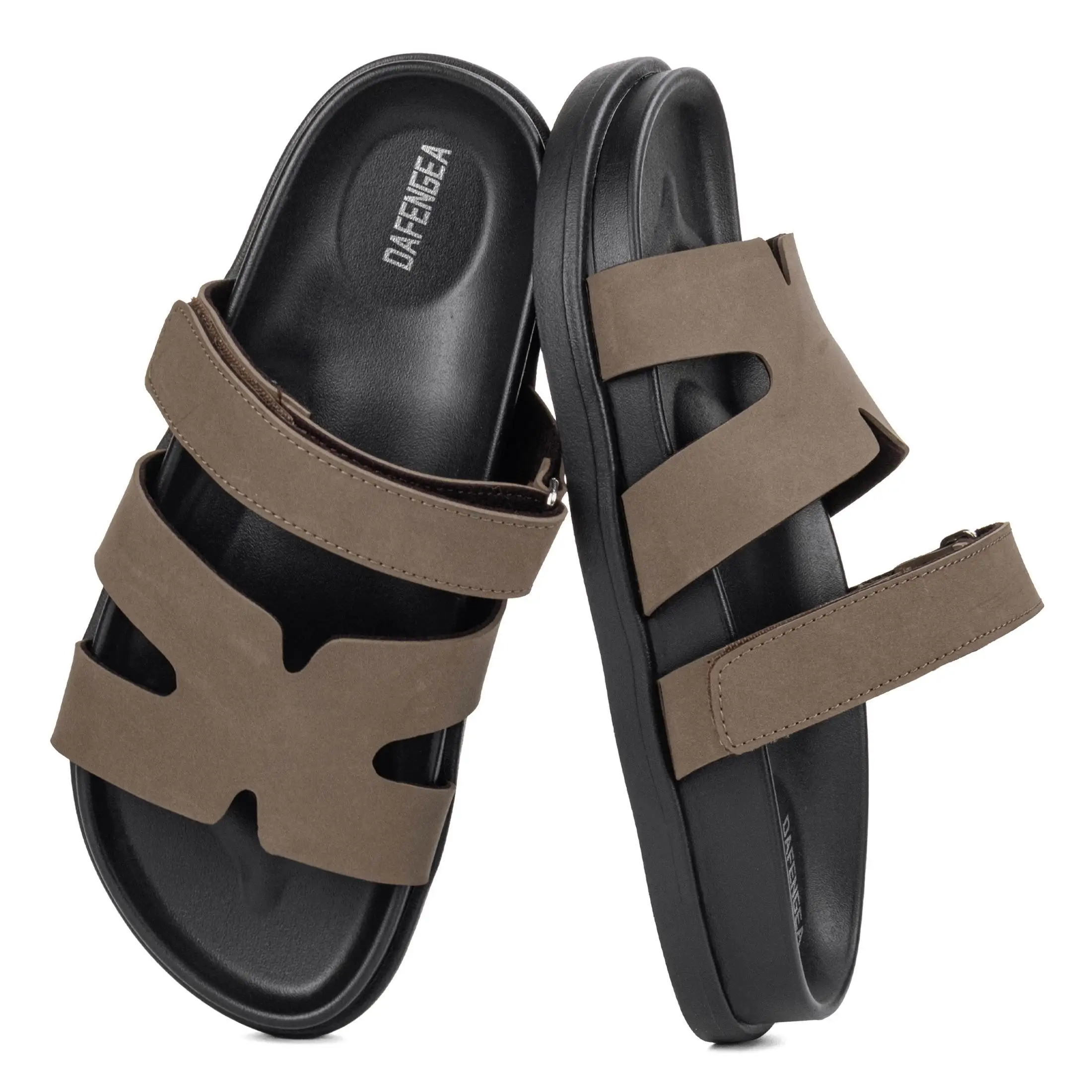 Women's Flat Sandals H Shape Double Strap Platform Slide Sandals Casual Slip On Flat Slippers Daily Casual Shoes