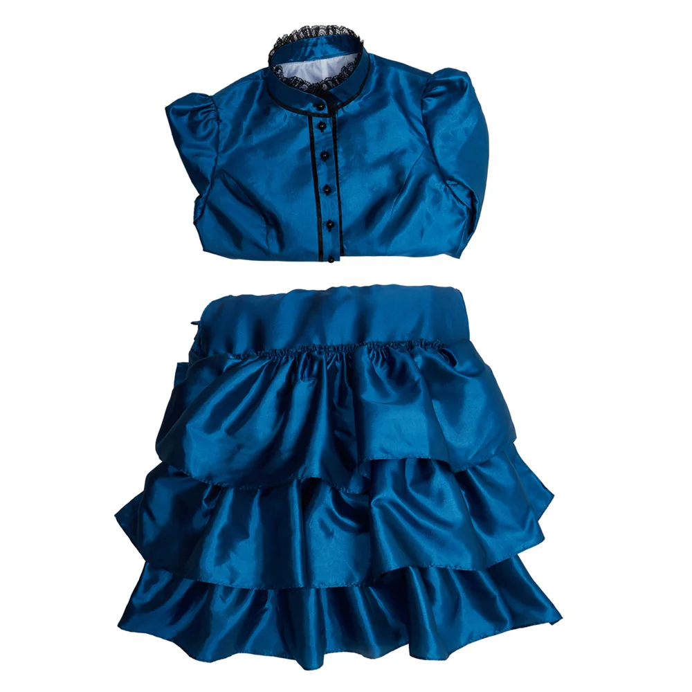 

Ghosts Hetty Cosplay Costume Women Blue Victorian Bustle Dress Vintage Gothic Bustle Gown