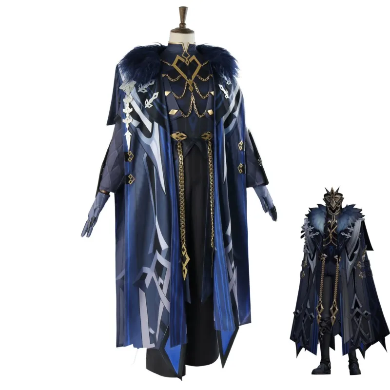 Game Genshin Impact II Capitano Cosplay Costume The Captain Cape Adult Unisex Uniform Robe Wig Customized Nails Halloween Outfit