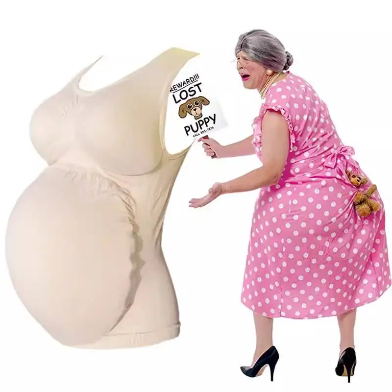 

Santa Claus Old Woman Stuffed Vest Fake Chest Men's Pregnancy Experience Fake Belly Halloween Role Play