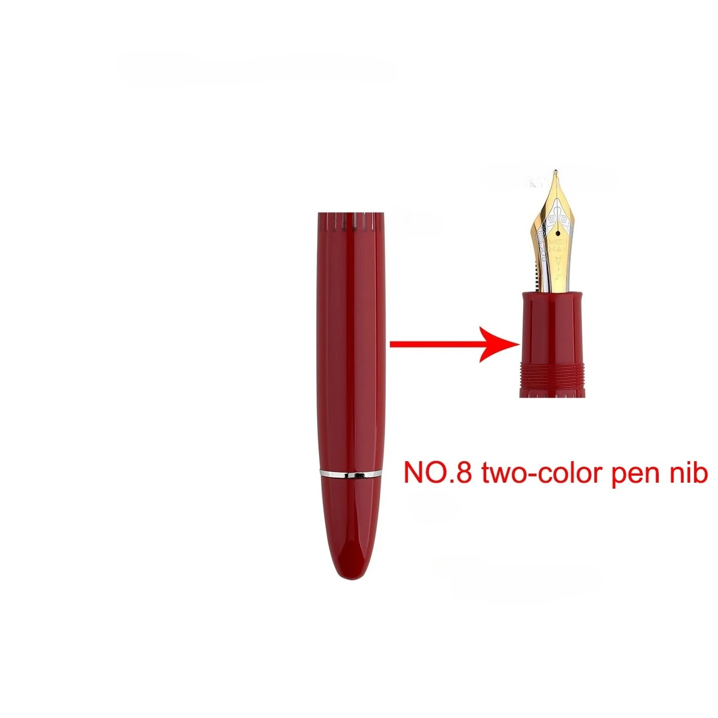 

Majohn P141 Piston Resin Fountain Pen NO.8 Fine Nib,Ink Window Writing with Gold / Silver Trim Writing Gift Pen