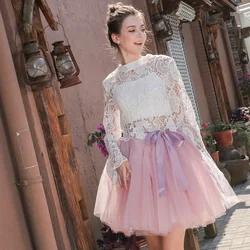 7Layered 50cm Tulle Skirts Womens 26 Colors Adult Tulle Skirt Elastic High Waist Pleated Midi Skirt Fashion Wedding Jupe