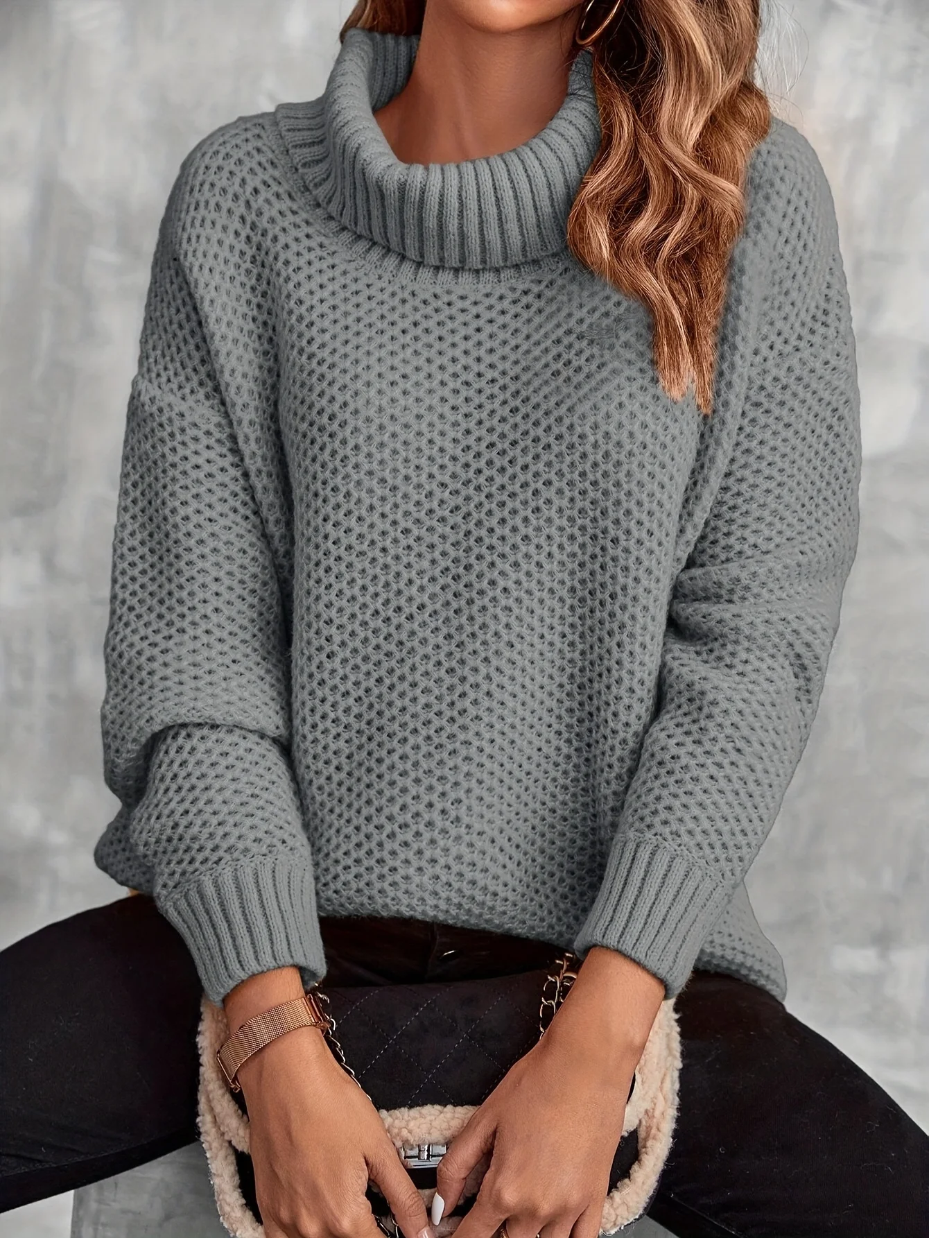 solid-color-turtle-neck-pullover-sweater-stylish-drop-shoulder-long-sleeve-sweater-for-spring-fall-womens-clothing