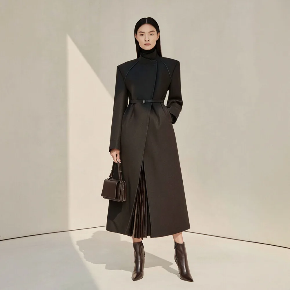 

Casual Woolen Coat for Autumn Winter Season Fashionable Women's Outerwear Comfortable Fit Style No Additional Decoration