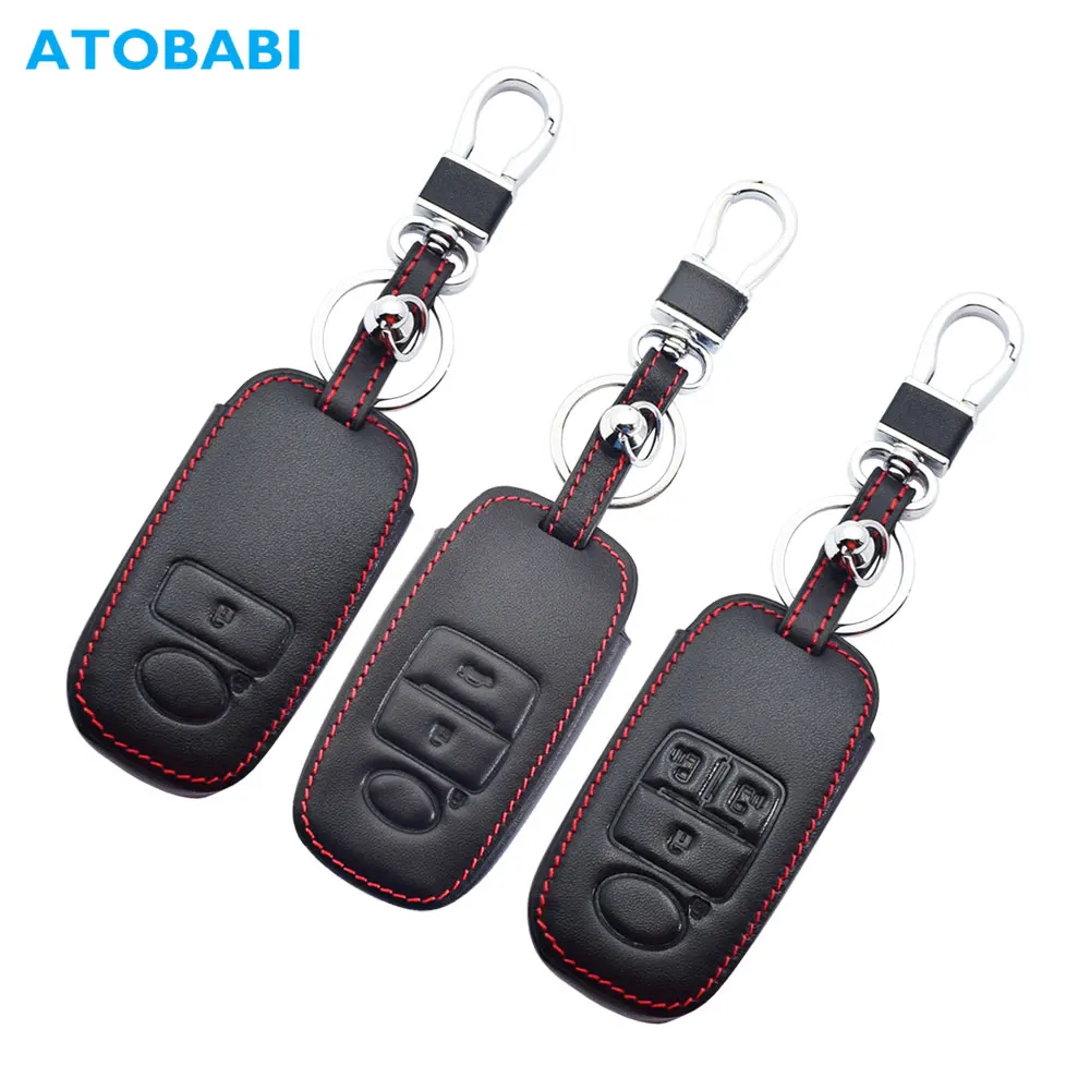 Leather Car Key Cover Remote Fobs Cases Accessories For Daihatsu Tanto LA650S Sparky Toyota Raize Rubber Tank Roomy Subaru 2023