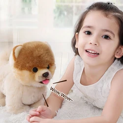 Peluche de Pomerania Golden Retriever para niños, cachorro, caminar, ladrar, pegar la lengua, perro electrónico, juguetes de animales de peluche, regalo