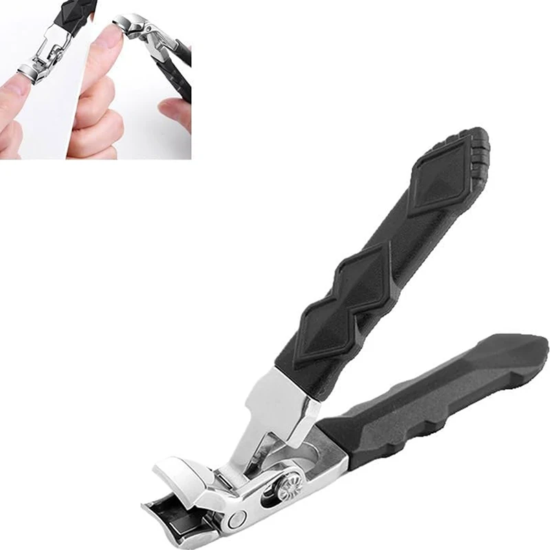 Toenail Clippers Wide Jaw Opening Thick Nails Cutter Long Handle Stainless Steel Professional Fingernail Clipper Angled Head