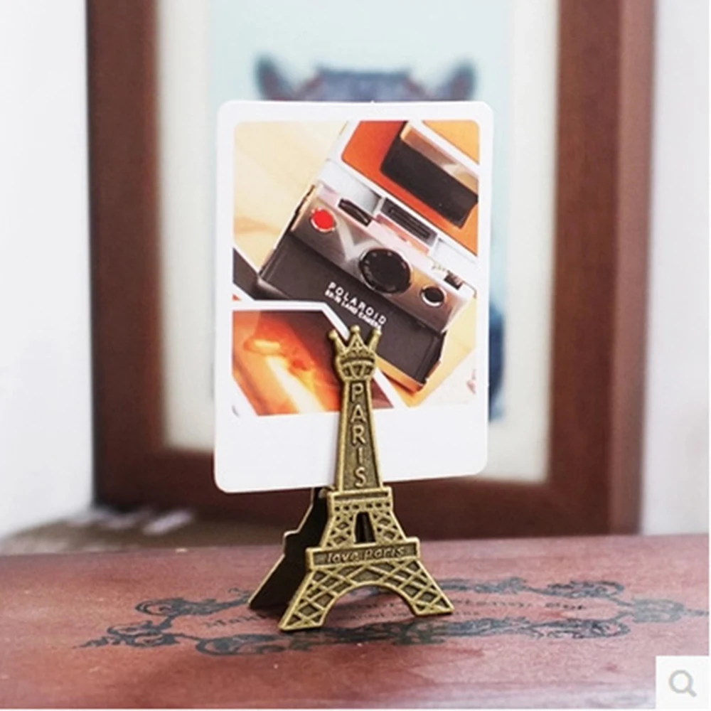 5pcs  Retro Style Paris Eiffel Tower Metal Clips Photo Bookmark Decoration Memo Paper Clip Card Note Holder Office Supplies