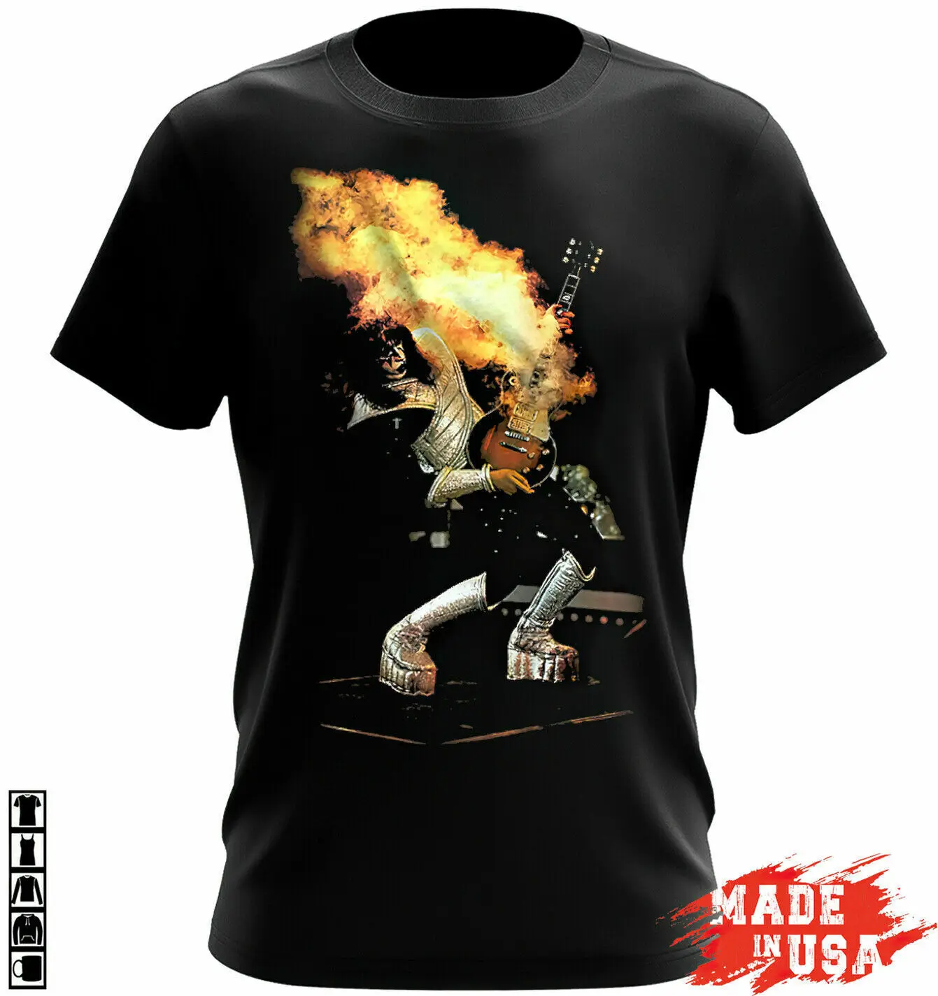 

Vintage Ace Frehley Guitar Cotton Black S-XL Unisex T Shirt