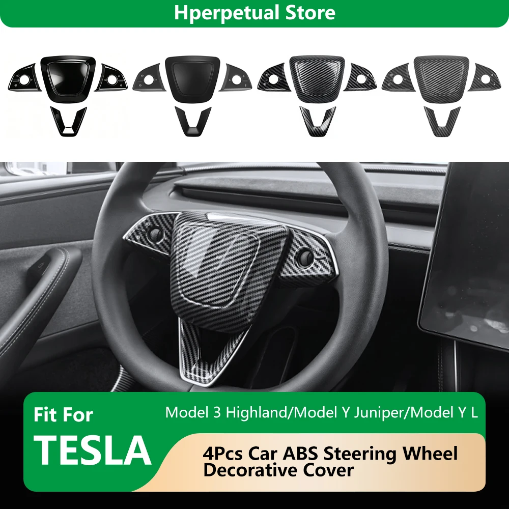 

For Tesla Model 3 Highland Model Y Juniper Model Y L 2026 ABS Car Steering Wheel Buttons Panel Trim Sticker Interior Accessories