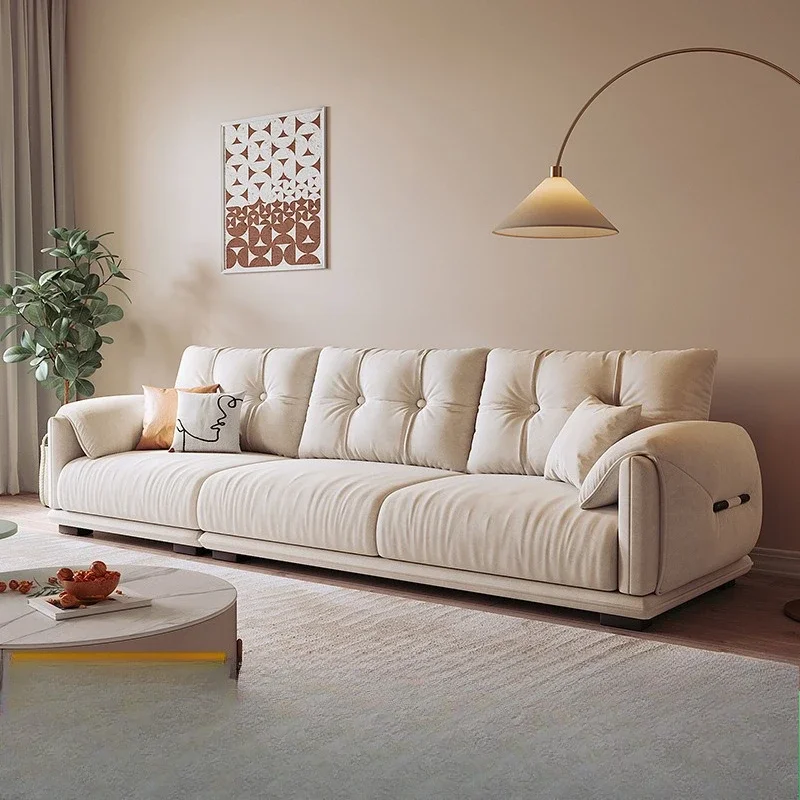 

cross-border Modern simple three-person small apartment cloud cream style Nordic light luxury down straight row fabric sofa