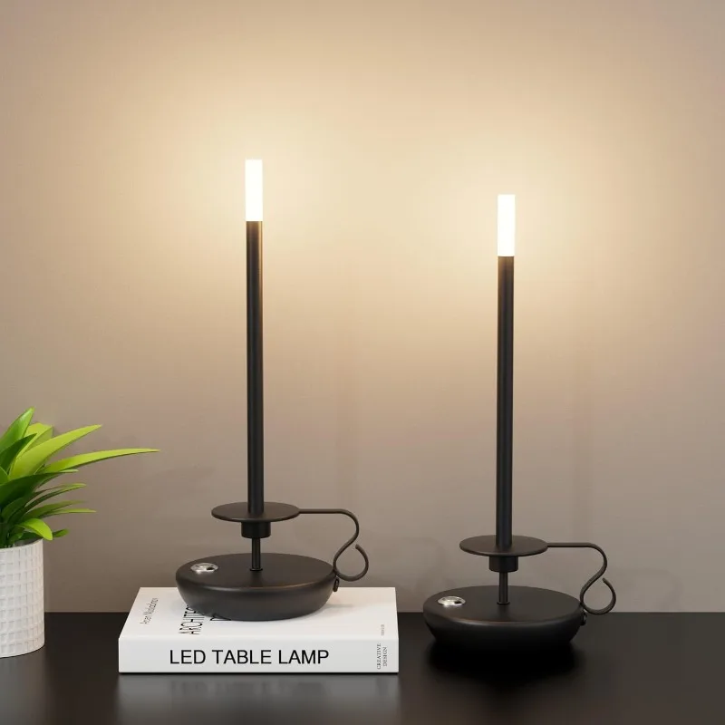 

2 Pack Cordless LED Table Lamp, Battery Powered Stepless Dimmable Rechargeable Table Lamp for Dinner/Dining/Bedroom/