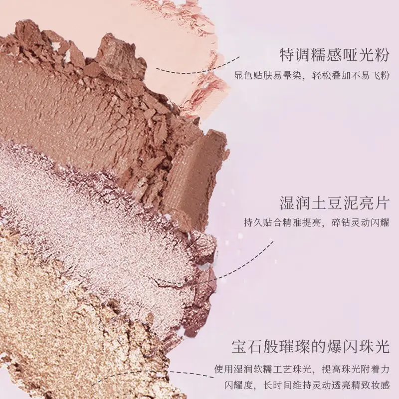 Colorrose Nuova tavolozza di ombretti a 8 colori Ombretto glitterato a lunga durata facile da colorare Matte Pearl Blush Evidenzia palette per trucco