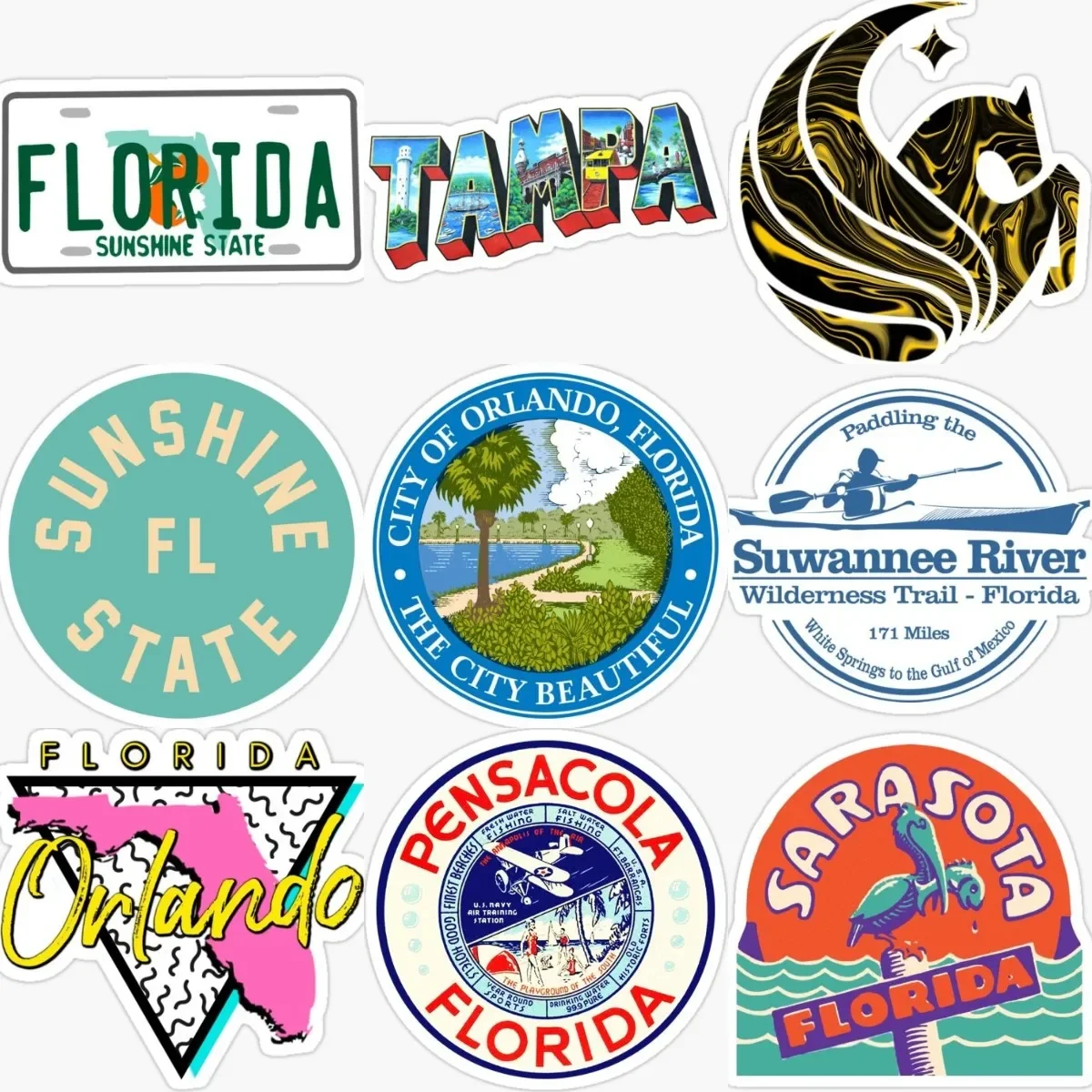 

Floridan FL Map Scenery Sticker Bike Accessories Camper Motorcycle Truck Window Bicycle Van Wall Car Glass Helmet Racing Decal