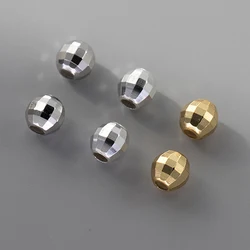 5pcs/Lot 925 Sterling Silver Faceted Oval Small Beads 2/2.5/3/4mm Bracelets Necklace Earrings Spacer 925 Beads DIY Jewelry Make